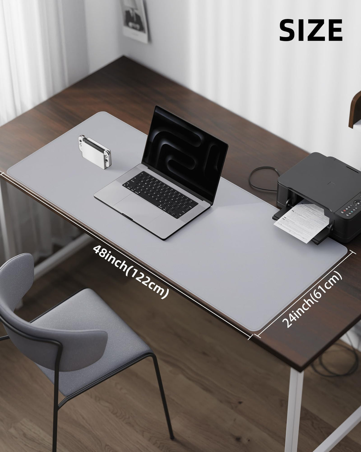 Leather Desk Pad Protector-48 x 24" Computer Desk Mat, Large Mouse Pad, Non-Slip Desk Pad