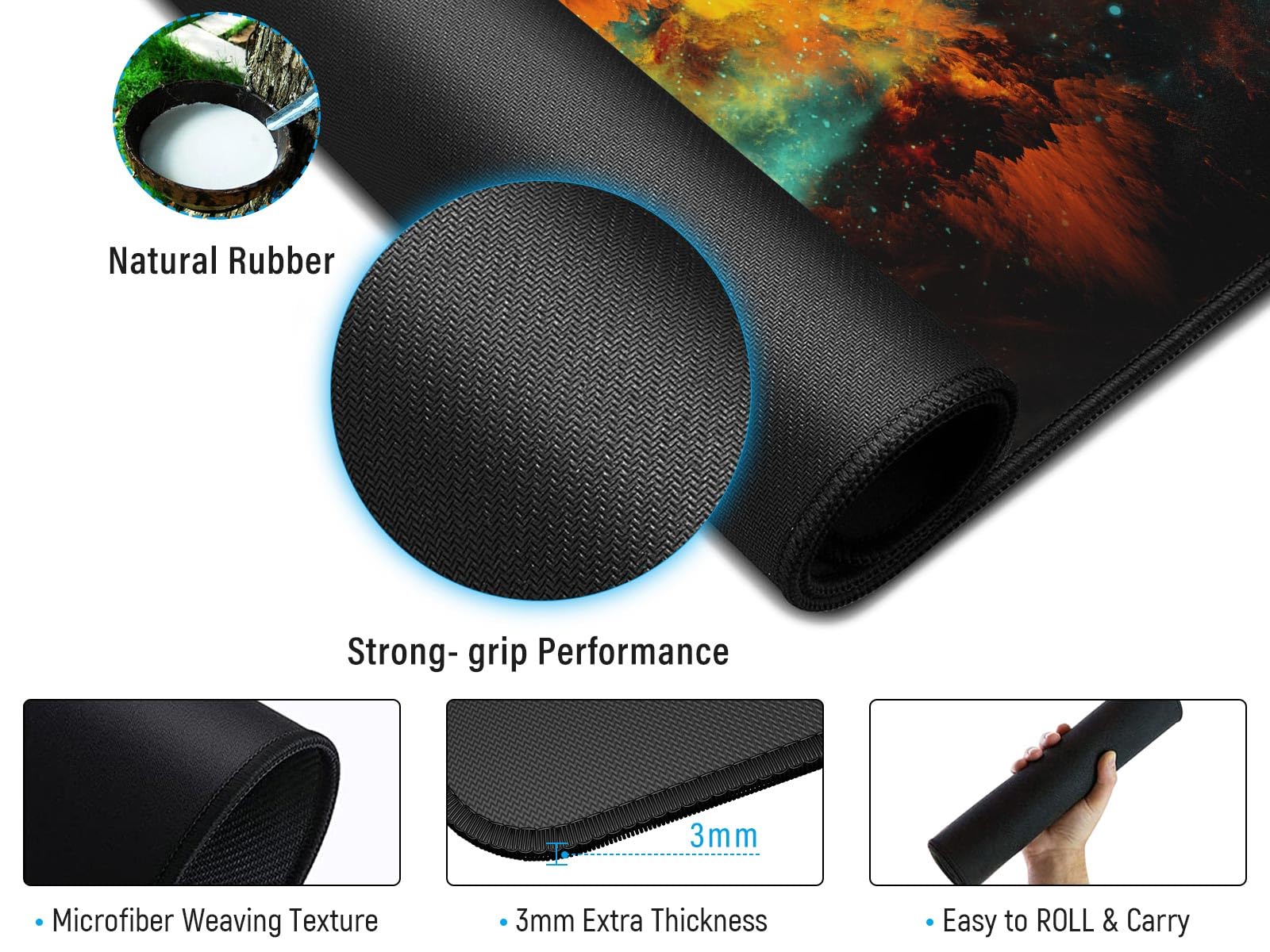 JIALONG Gaming Mouse Pad Desk Mouse Mat Large Size 35.4 x15.7inches Comfortable XXL Mousepad for