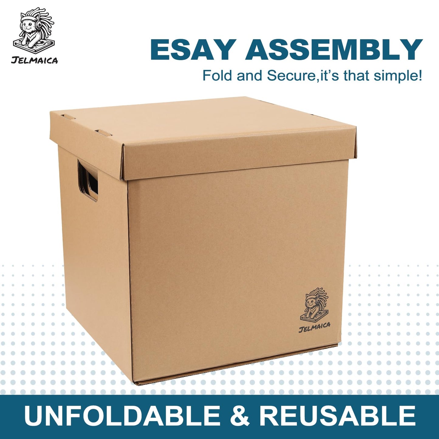 12" Vinyl Record Storage and Moving Box, Holds 60 Records or LPs, 4-Pack