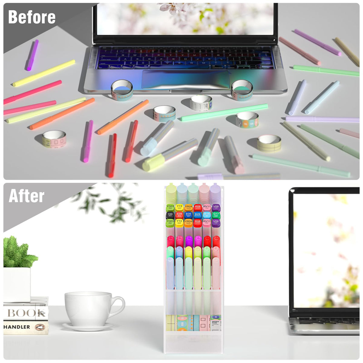 Asten Pen Holder, Pencil Holder for Desk, Pen Organizer (Clear, 3 Pack)