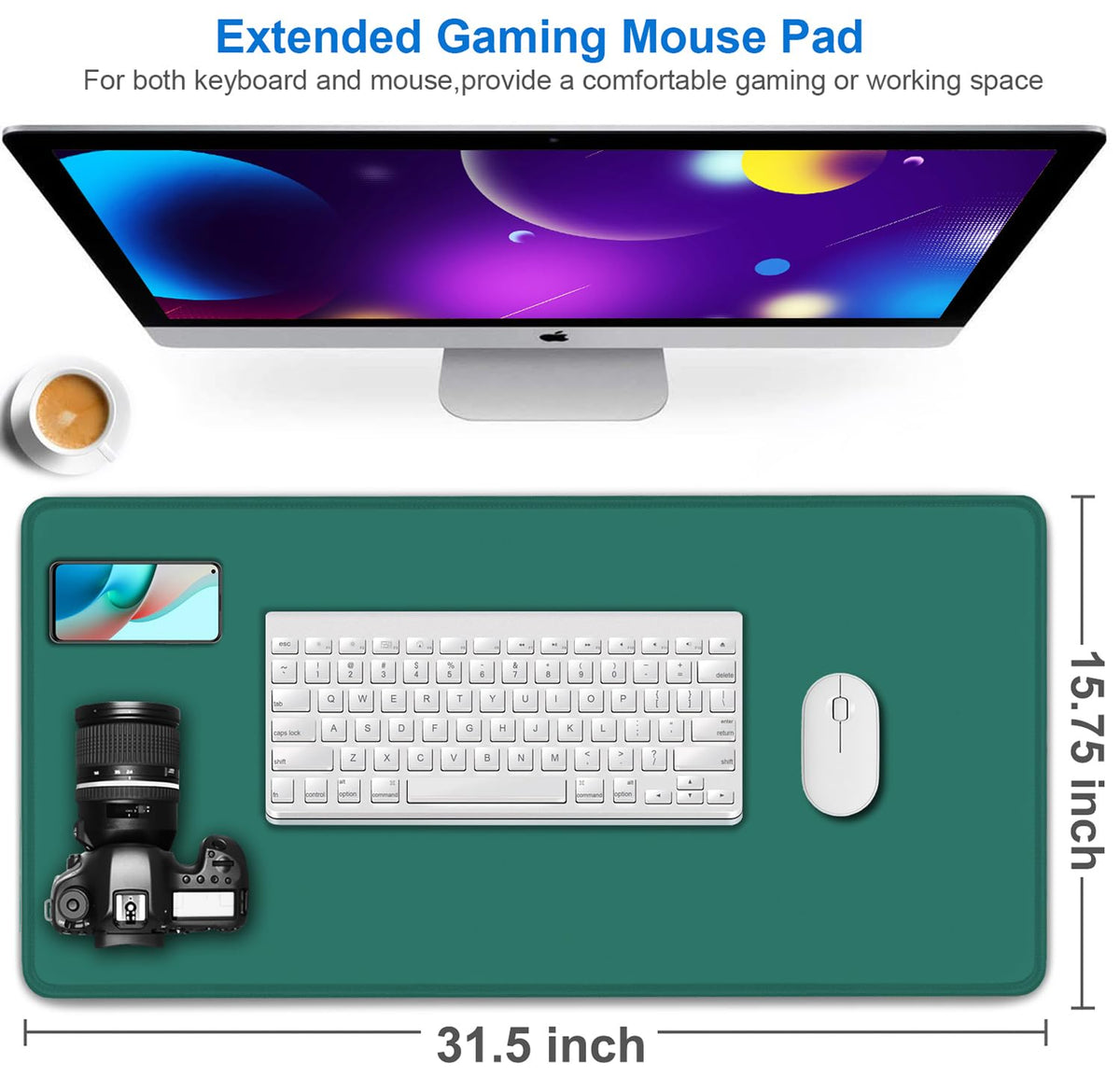 Mouse Pad Large, 31.5x15.7 inch Gaming Computer Keyboard Mouse Mat, Water Resist Non-Slip Mousepad