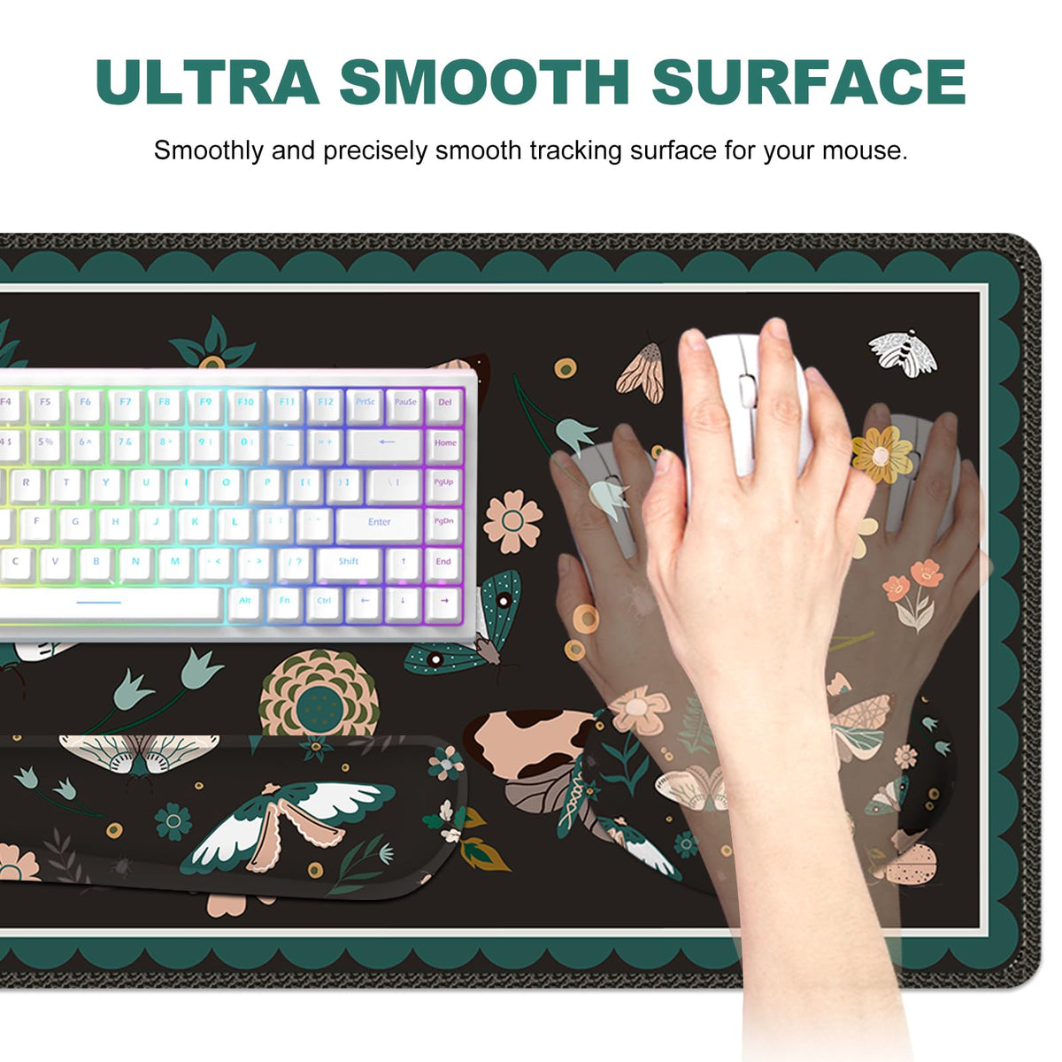 Lauspuck Large Mouse Pad and Keyboard Wrist Rest, Desk Pad for Keyboard and Mouse, Gaming Mousepad