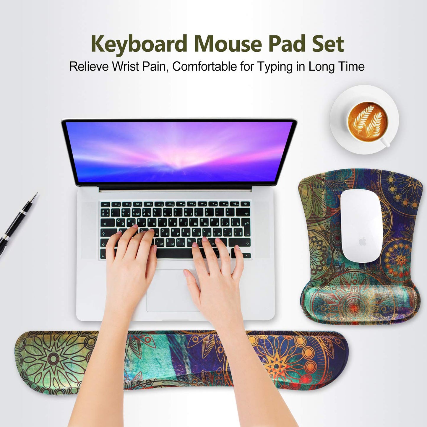 ToLuLu Keyboard Pad Wrist Rest Mouse Pad, Gel Ergonomic Mouse Pads Wrist Support for Computer