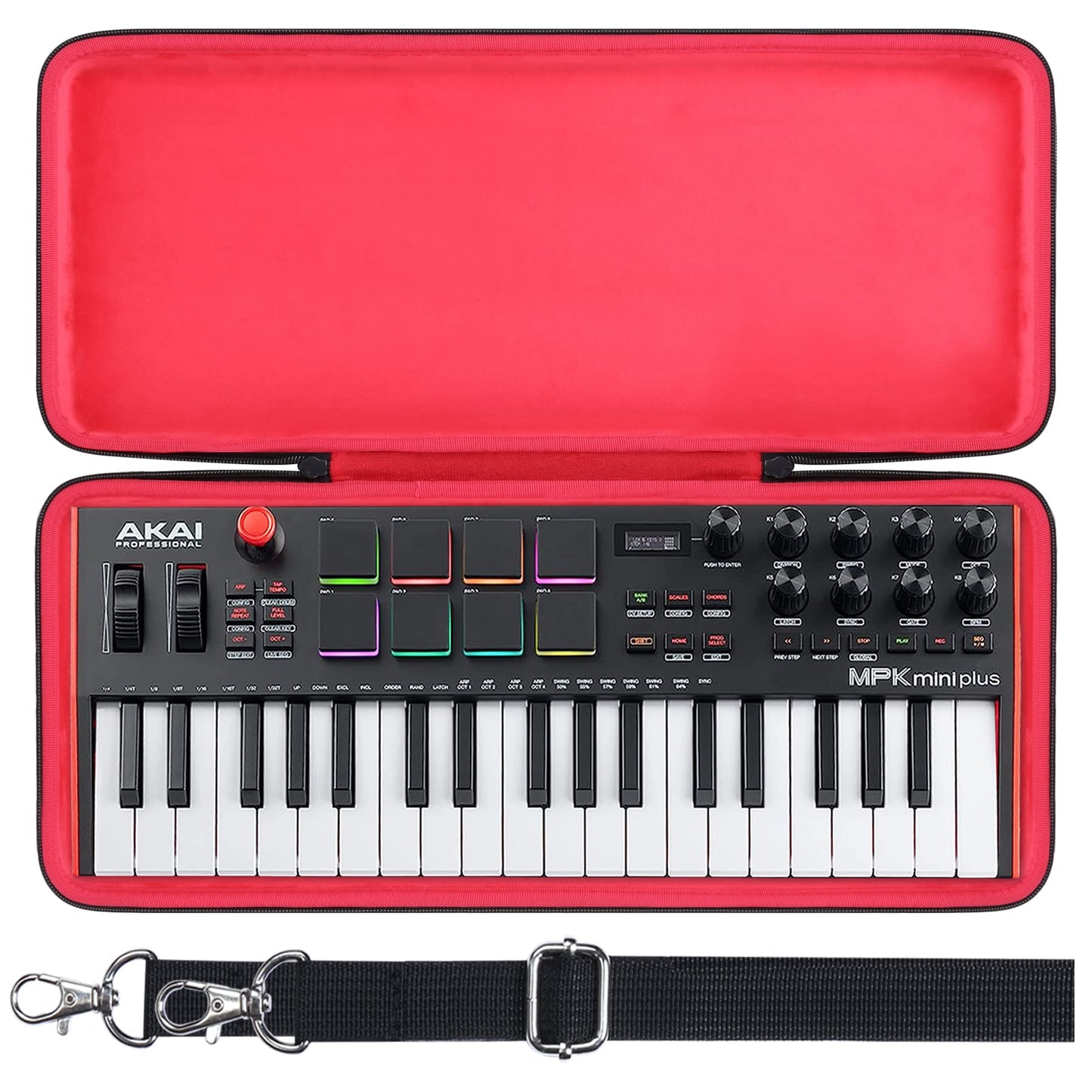 co2CREA Hard Travel Case for Akai MPK Mini Plus 37 Keys Keyboard Controller