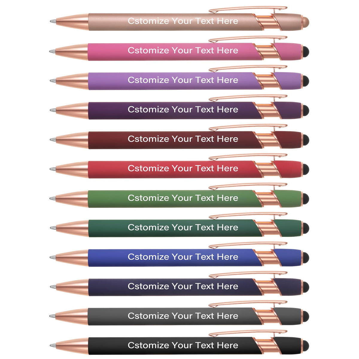 Kingluu 36 Pcs Personalized Ballpoint Pens with Stylus Tip,Free Engraving Black Ink Customized Pen