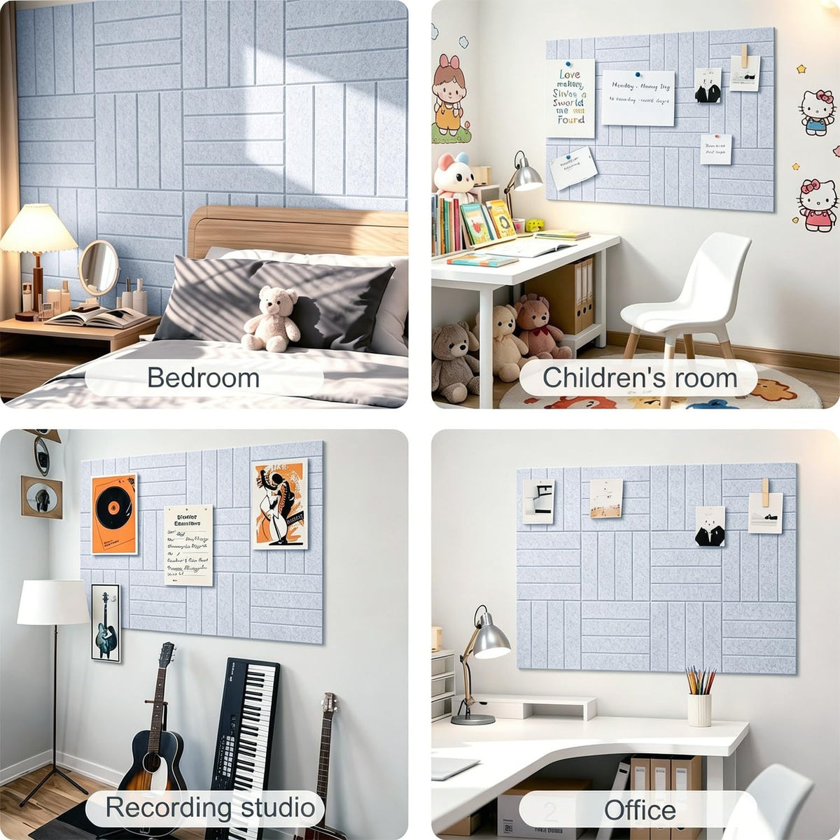 G Gamit 0.47" Thick Felt Wall Tiles 48"x36" Cork Board Alternative 12 Pack 11.81"x11.81"Felt