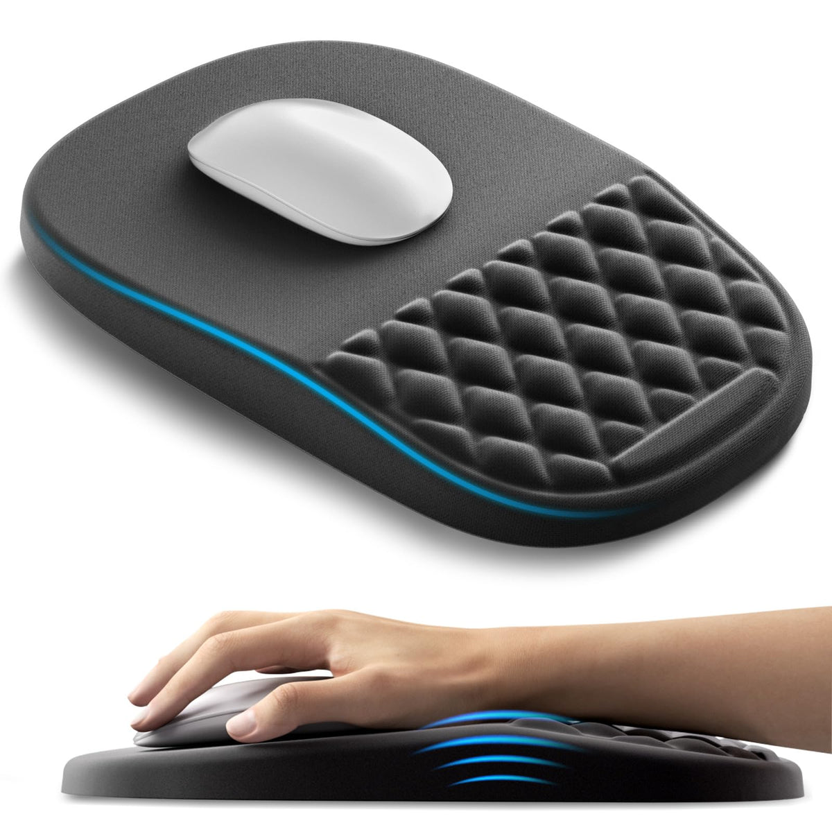 AUEDROT Ergonomic Mouse Pad with Wrist Rest 2 in 1 Mousepad with Wrist Support, Memory Foam Desk