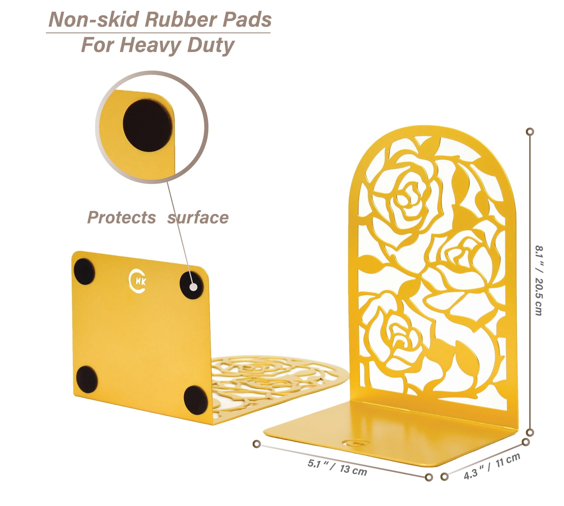 CNK Premium Book Ends for Shelves, Metal Stopper for Home Office Heavy Books, Shelf Holder, Home