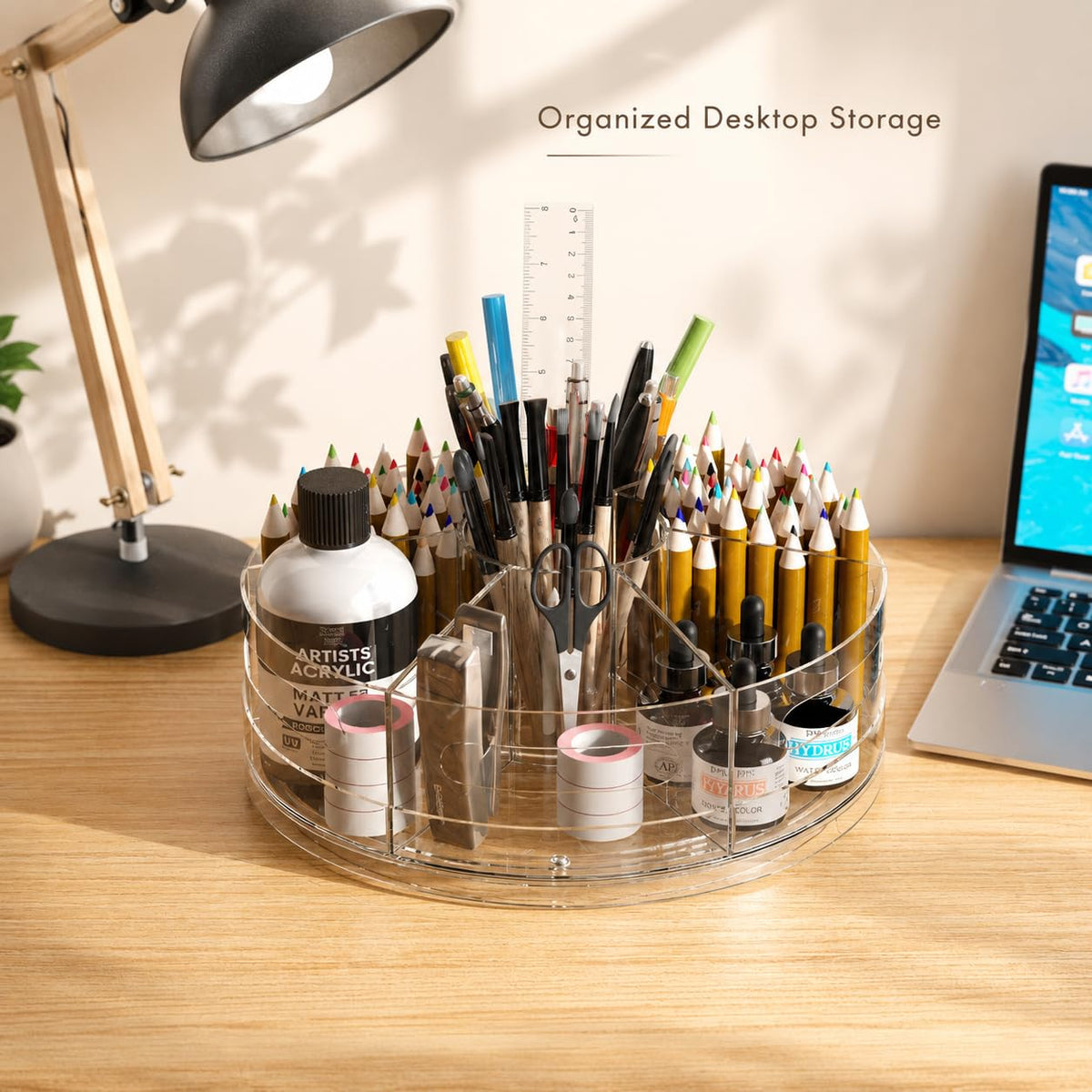 CraftGenes Clear Rotating Organizer, Acrylic Pen Holder, Marker Organizer