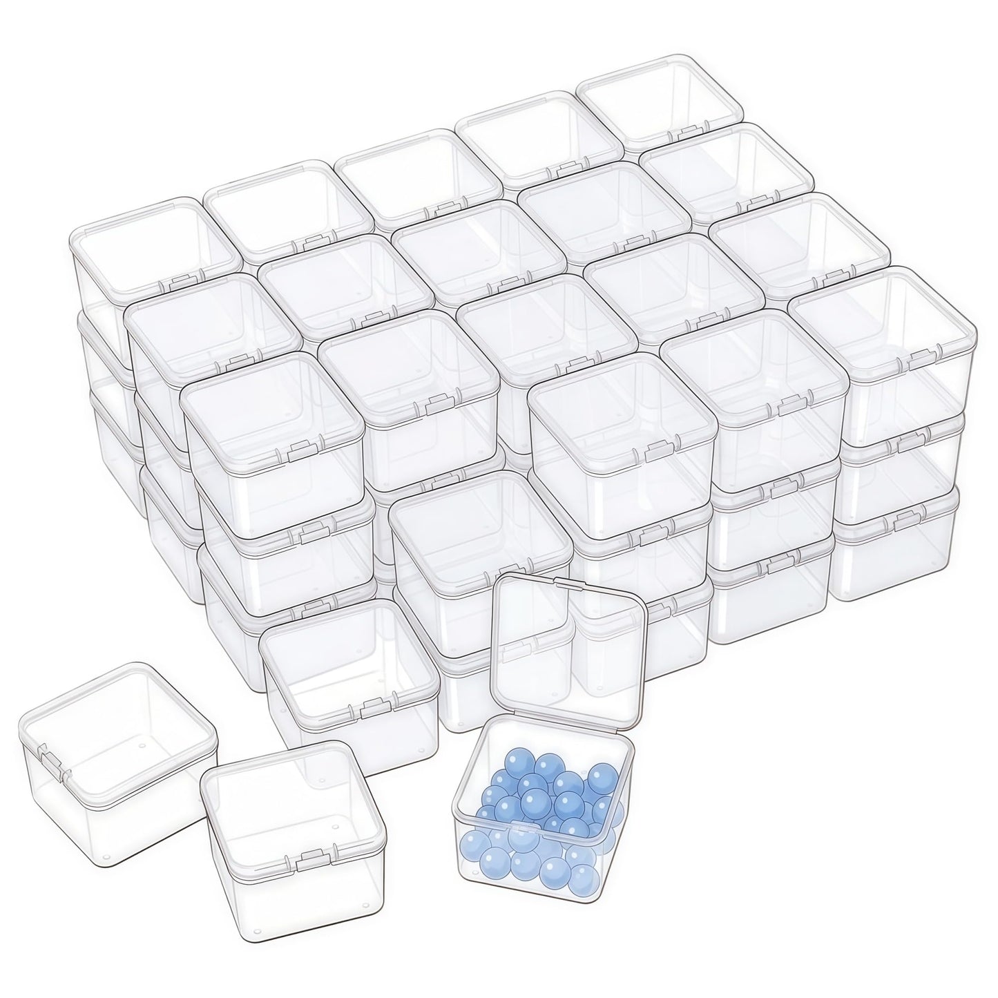 LJY 60 Clear Square Plastic Boxes, 55 x 55 x 35 mm for Packing Samples