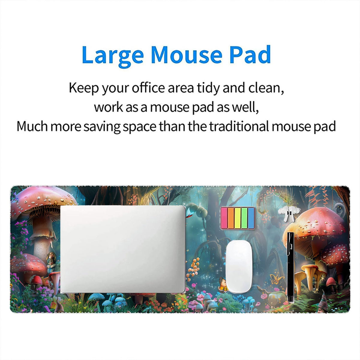 Fairytale Forest Gaming Mouse Pad Wonderland Enchanted Mushrooms XL Mouse Pad Large Mousepad