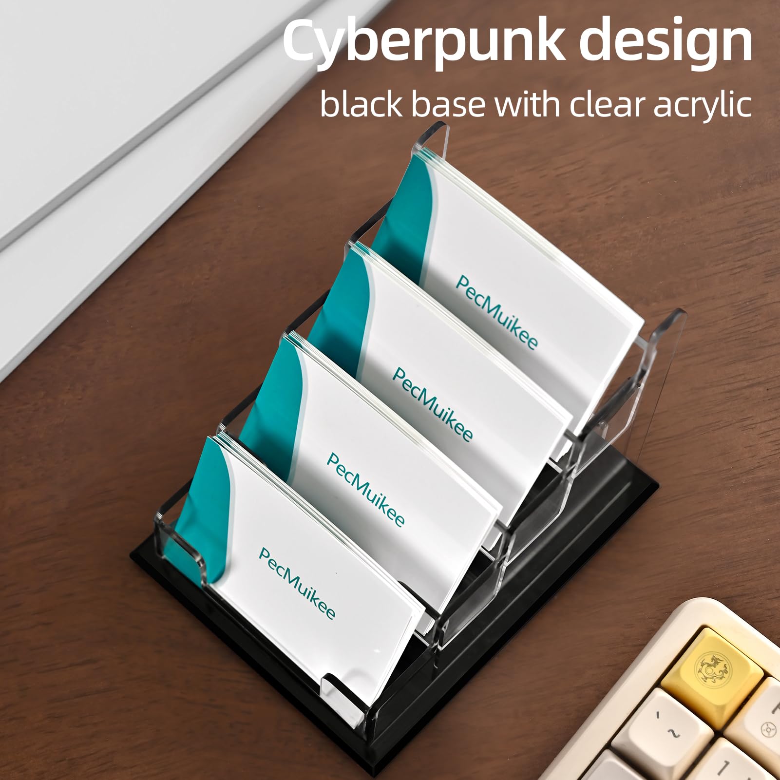 PecMuikee Business Card Holder for Desk，Acrylic Business Card Display Stand,Multiple Business Card