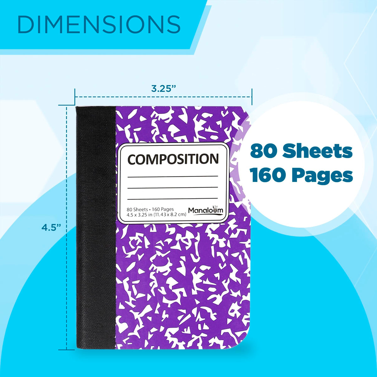 Mini Composition Notebooks, Small Pocket Sized Notebook, for Kids, Students, College Office
