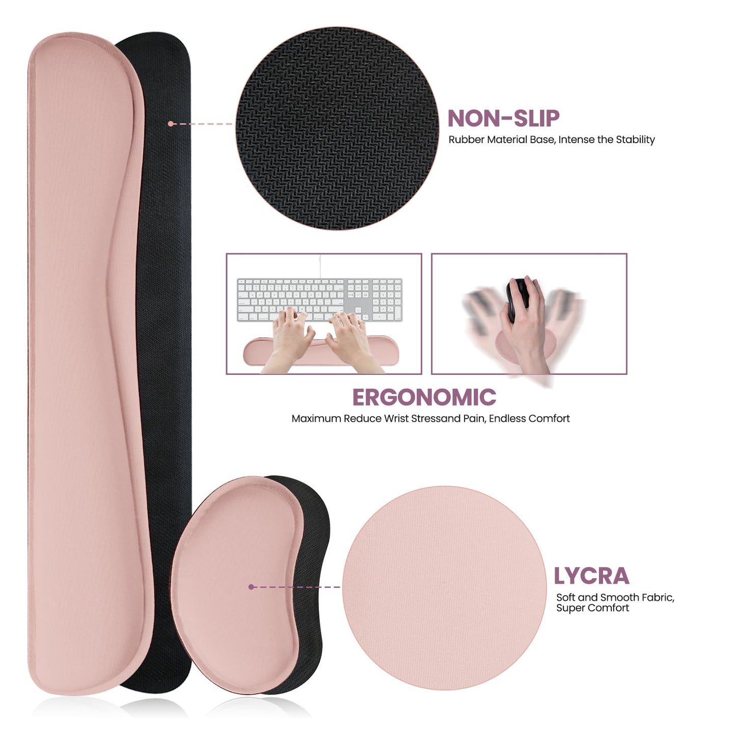 Meetcolor Desk Mat Set,3-in-1 Mouse Pad with Wrist Rest and Keyboard Pad