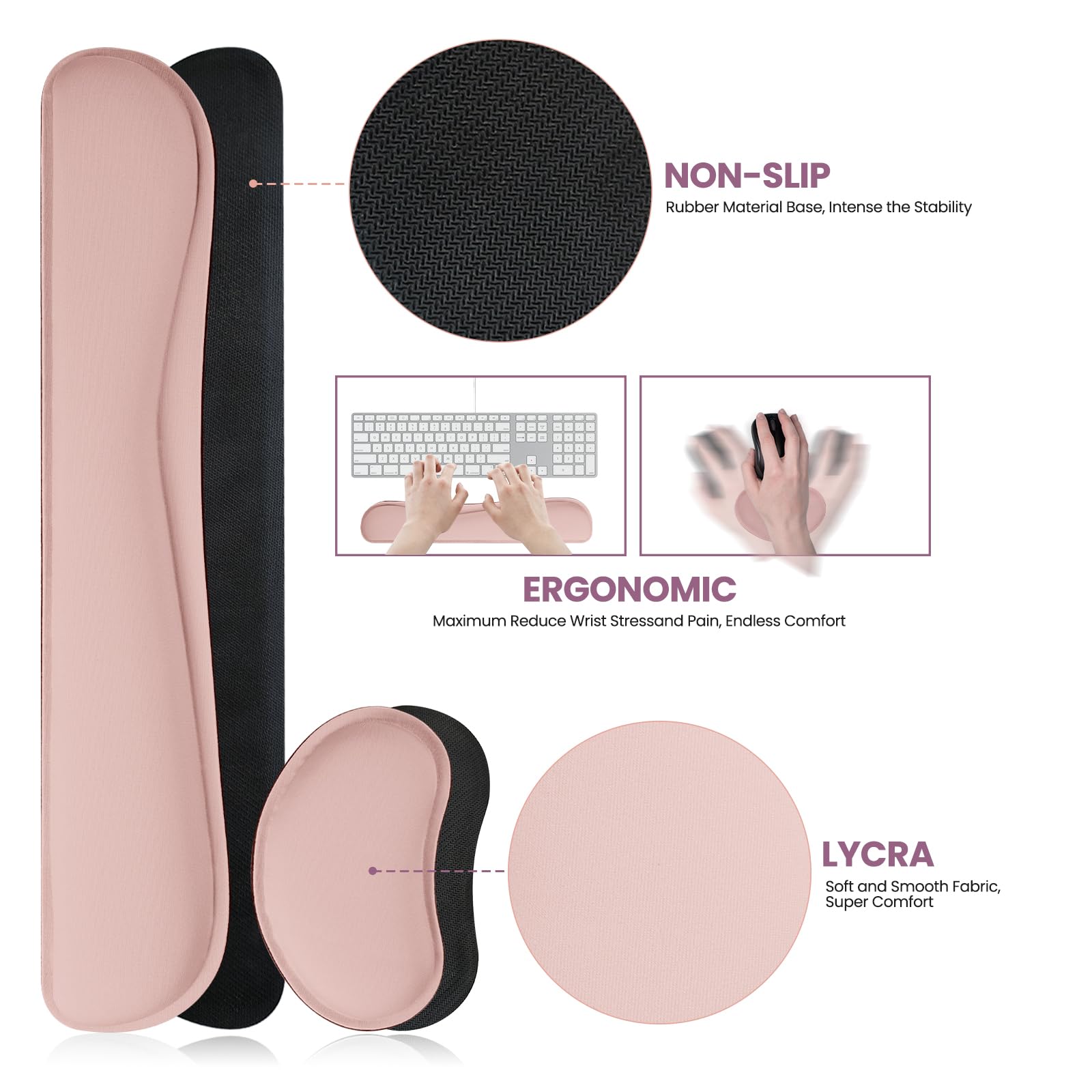 Meetcolor Desk Mat Set,3-in-1 Mouse Pad with Wrist Rest and Keyboard Pad