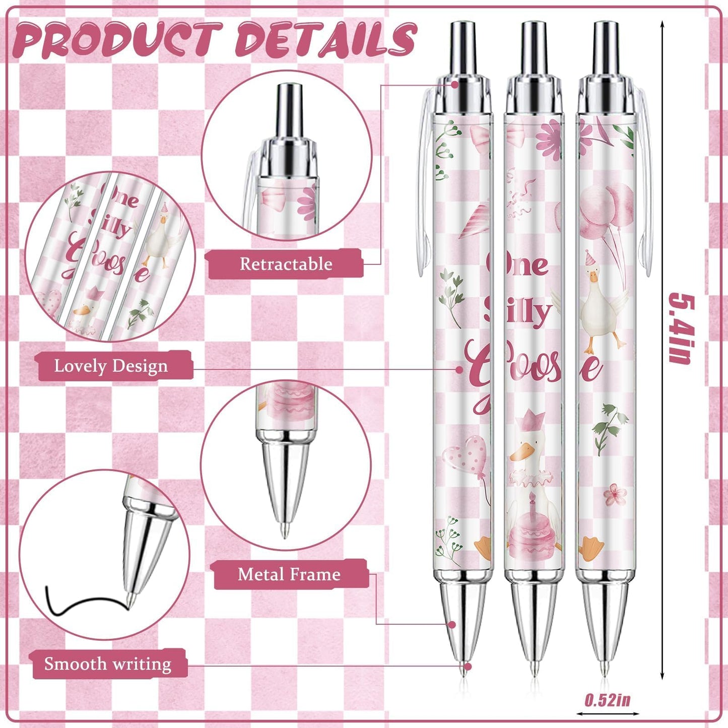EYNDYN 145 Pieces Silly Goose Baby Shower Favors for Guest Pink Goose Ballpoint Pens and Keychains
