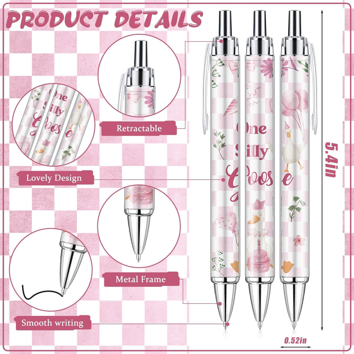 EYNDYN 145 Pieces Silly Goose Baby Shower Favors for Guest Pink Goose Ballpoint Pens and Keychains
