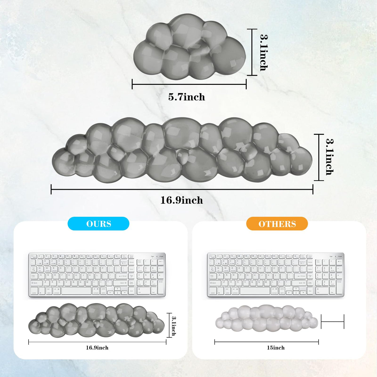 Gel Cloud Keyboard and Mouse Wrist Rest, Cute Wrist Support and Arm Support Keyboard Rest for