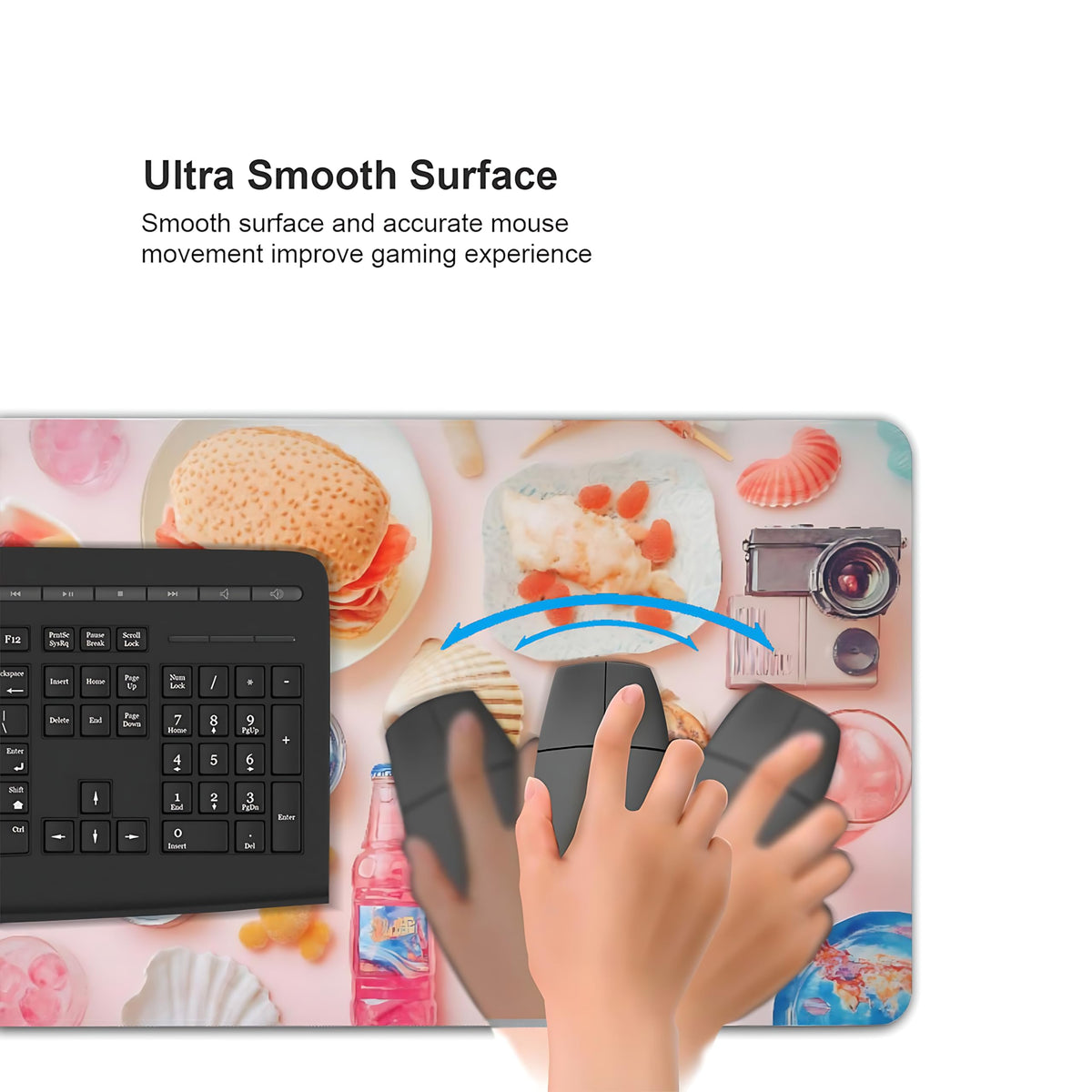 Cute Aesthetic Party Gaming Mouse Pad, Pink Minimalist Desk Mat with Anti-Slip Base & Stitched