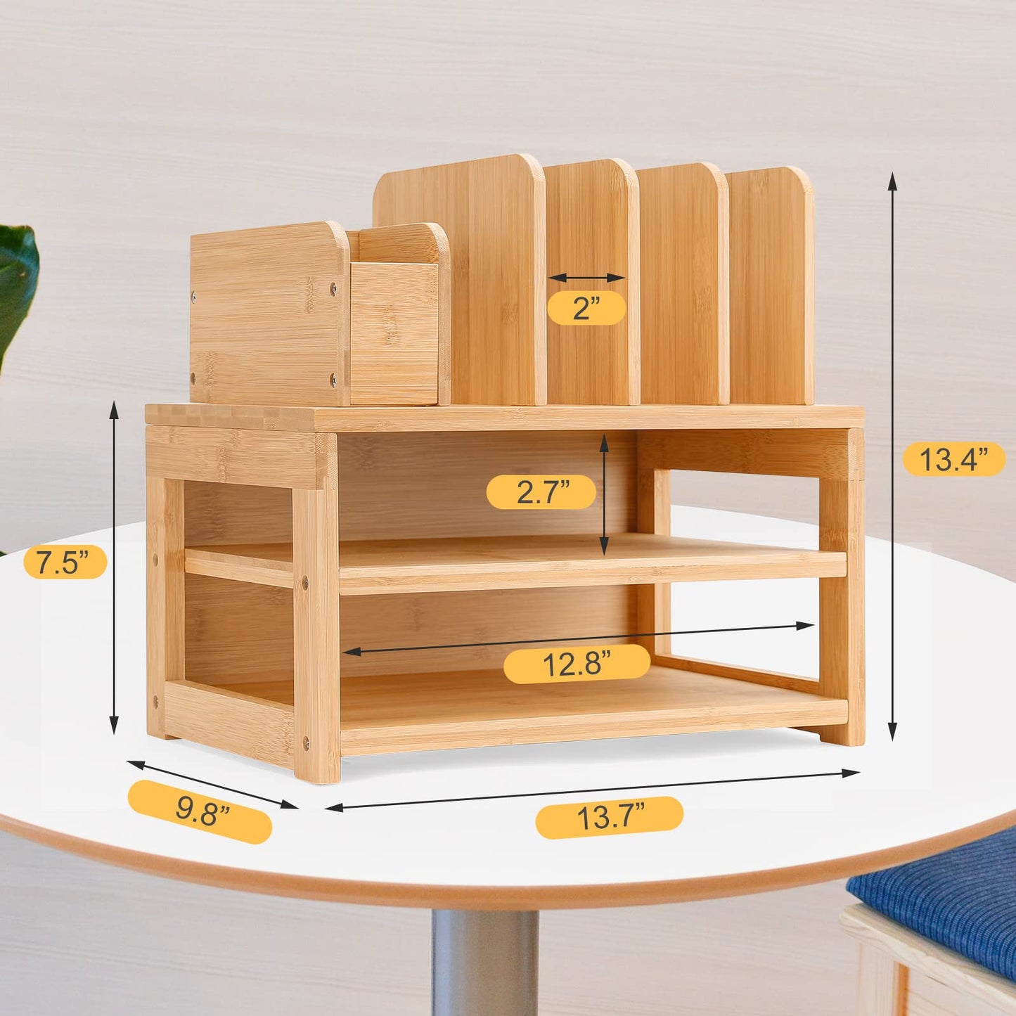 Homde Desk Organizer with File Holder: 3-Tier Bamboo Organization for Desks