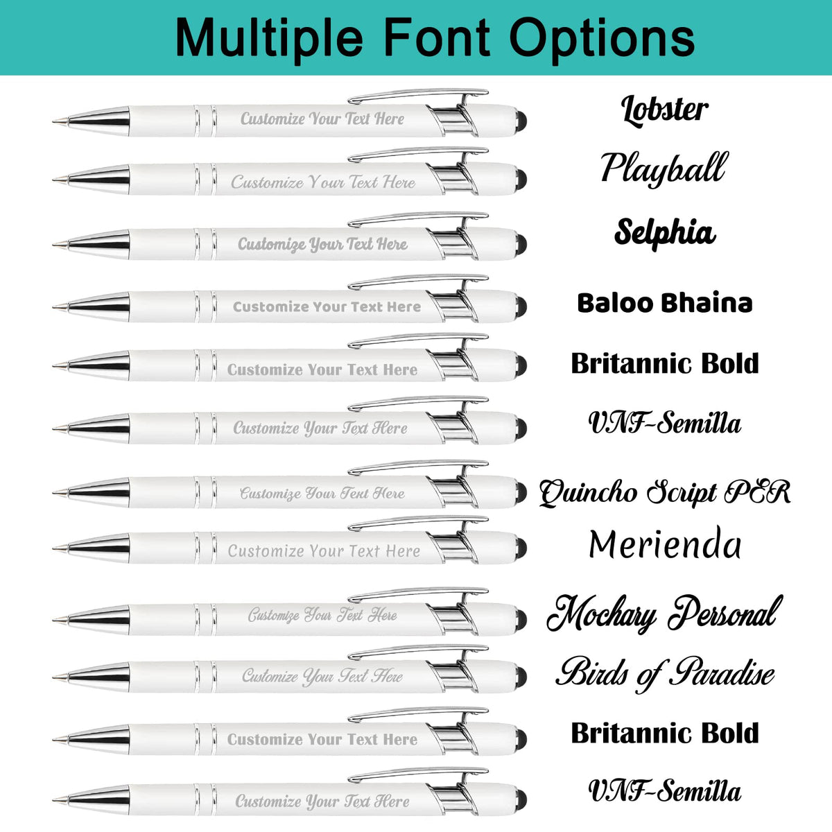 Aolun 36 Personalised Pen,Custom Engraved Ballpoint Pen with Stylus,Soft Touch Metal,Enter