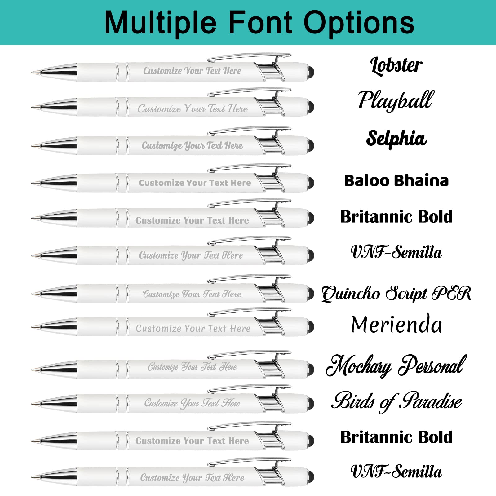 Aolun 36 Personalised Pen,Custom Engraved Ballpoint Pen with Stylus,Soft Touch Metal,Enter