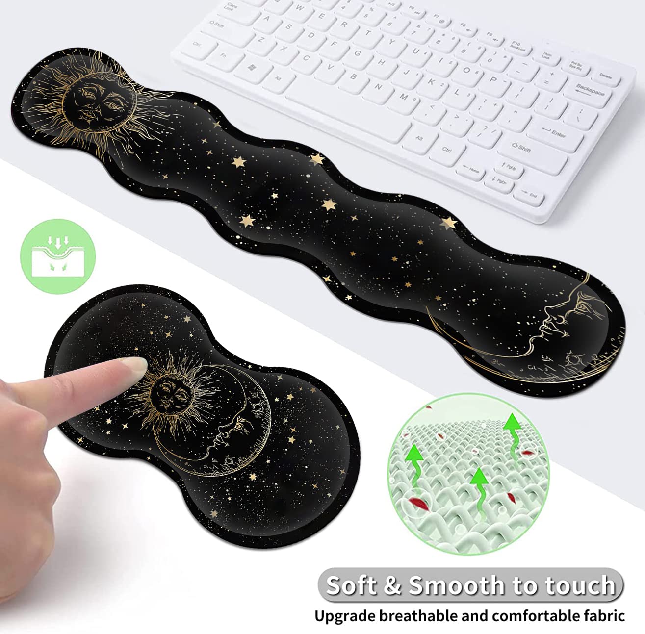 JVGFYNKL Extended Large Mouse Pad+Keyboard Wrist Rest Support , Ergonomic Memory Foam Wrist Rest