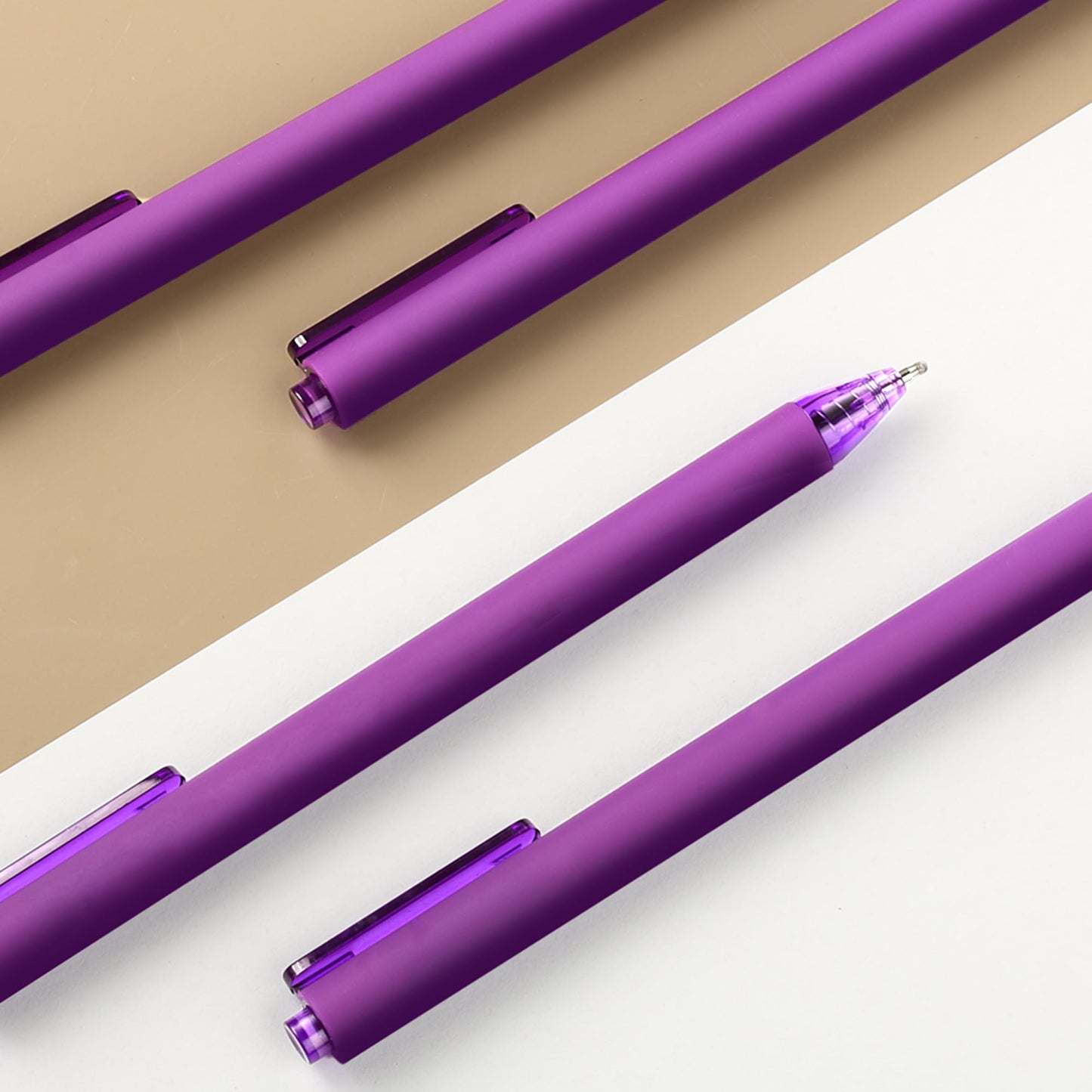 deegtran Pens Bulk, 50 Pack Smooth Purple Ink Ballpoint Pen, Wholesale Retractable Pens, No Bleed