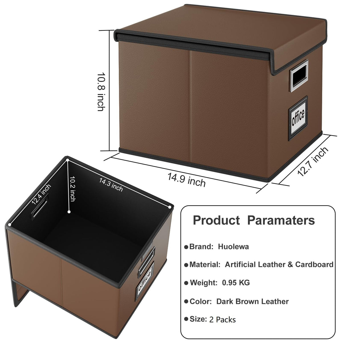 Huolewa File Organizer Box with Lids, Collapsible File Folder Organizer