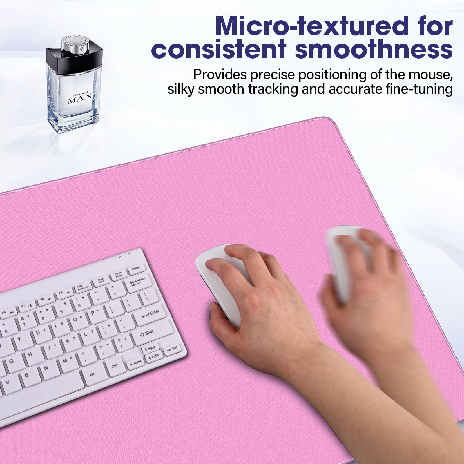 31.5" x 15.7" Waterproof Fabric Mouse Pad, Rubber Anti-Slip, Light Pink