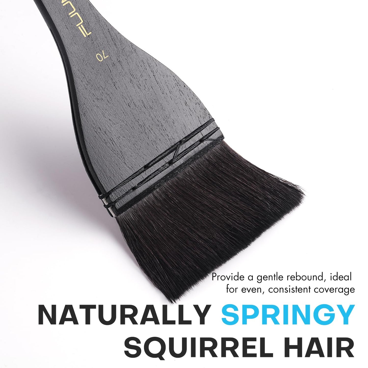 Flat Watercolor Brushes, Fuumuui 70mm Professional Squirrel Hair Flat Hake Brushes, Artists Scale