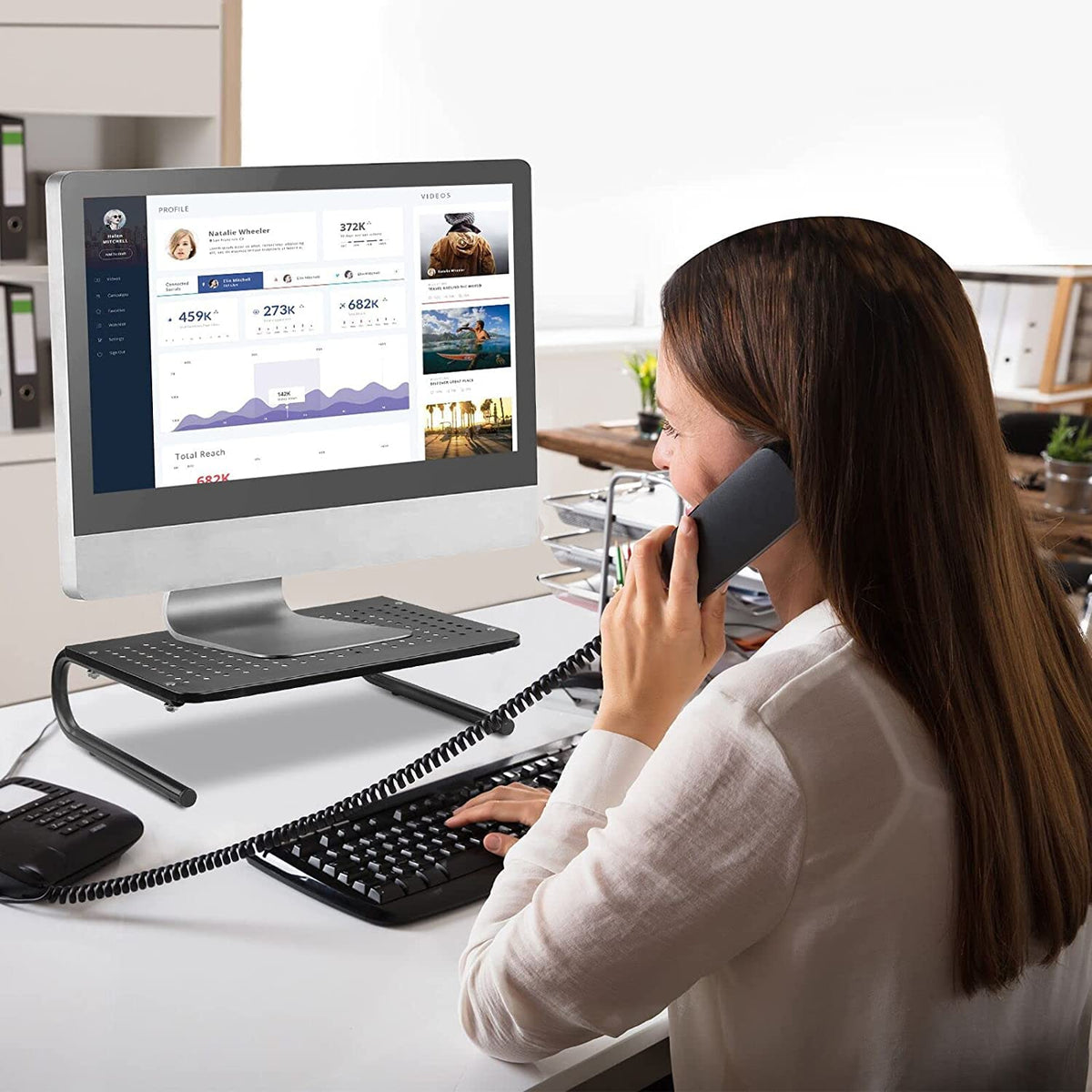 suptek Monitor Stand Riser for Computer,Laptop,Printer, Notebook and All Flat Screen Display with