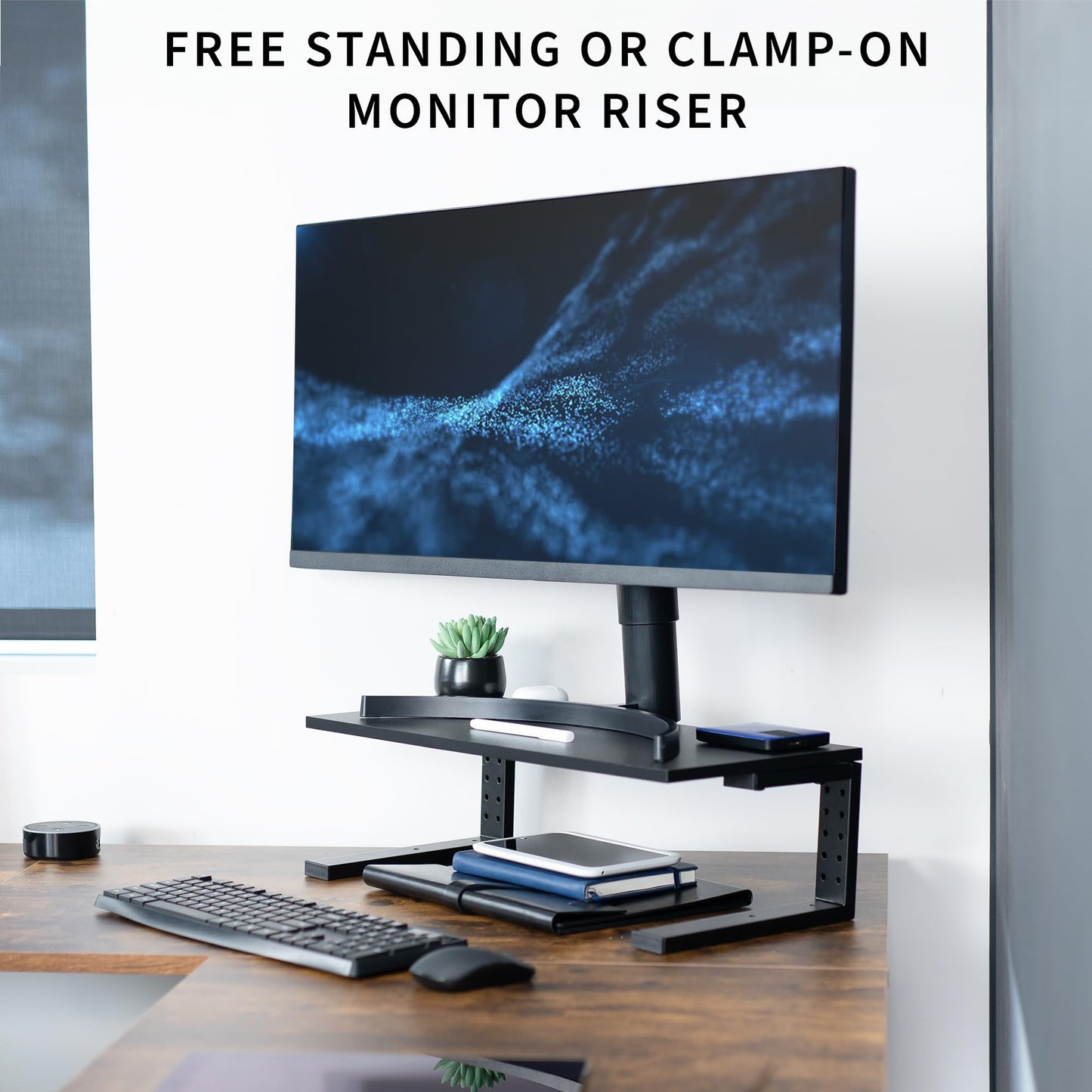 VIVO Black Clamp-on 22 in Desk Extension Shelf, DESK-SHELF22B