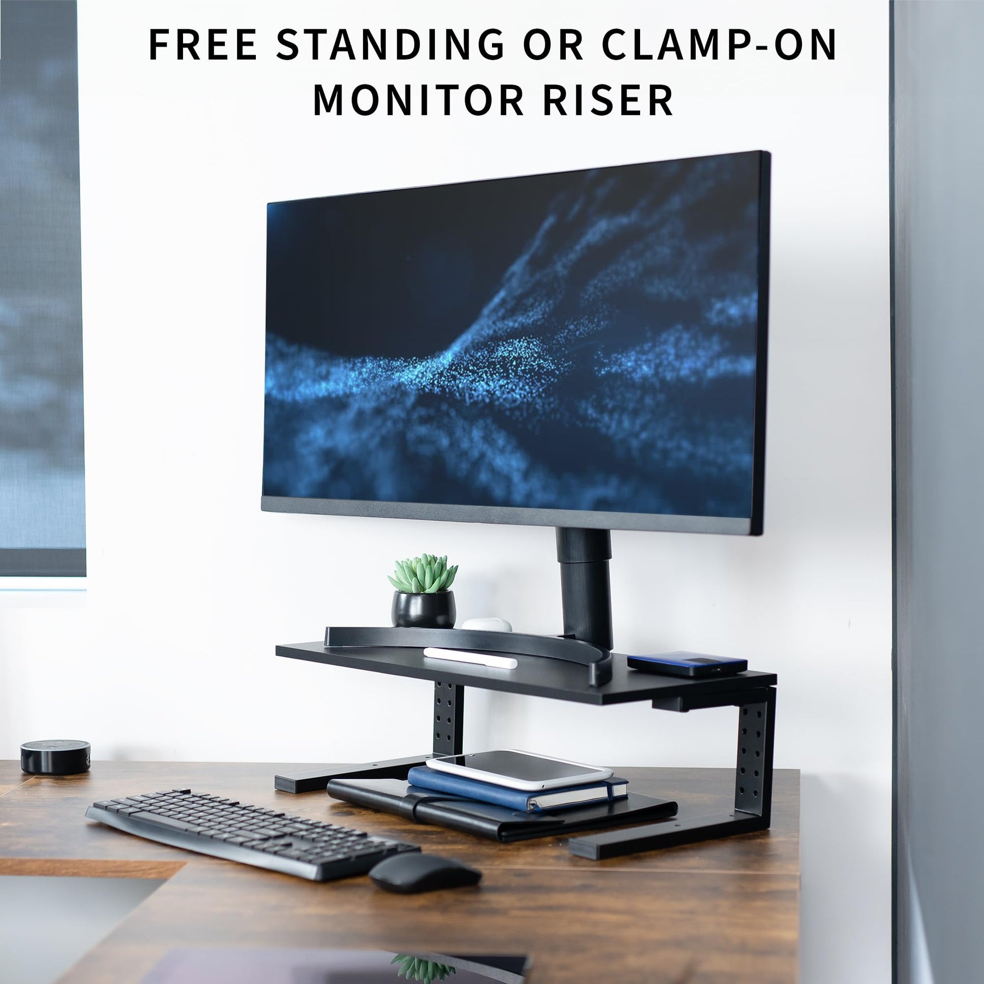 VIVO Black Clamp-on 22 in Desk Extension Shelf, DESK-SHELF22B