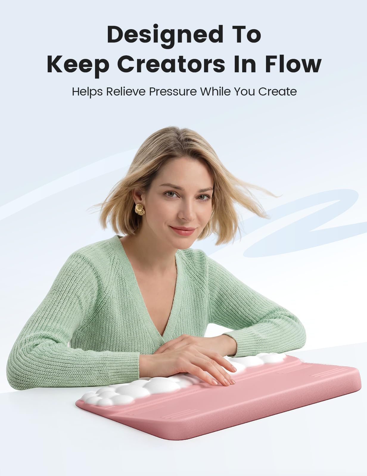 Vaydeer Keyboard Stand Wrist Rest, Cloud Ergonomic Wrist Support Pad Soft Memory Foam, Computer