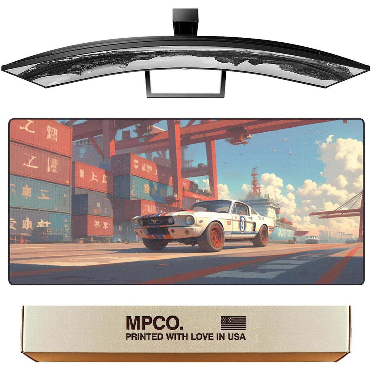 MPCO. Meis-Mustang Large Gaming Desk Pad, 36" x 17" Duraglyde Desk Mat