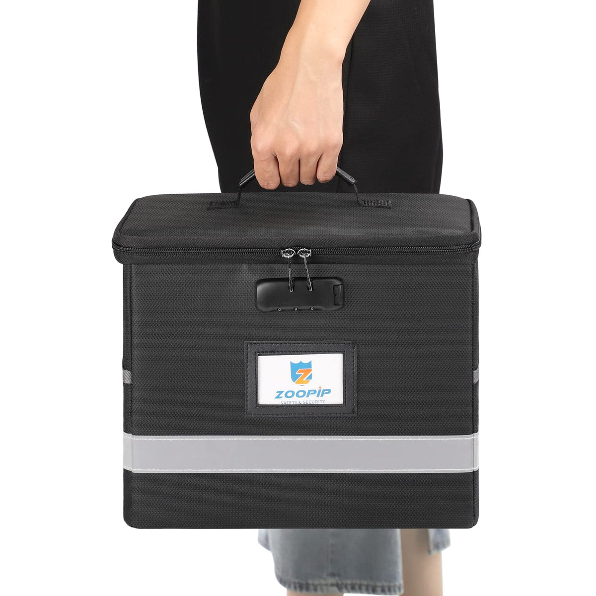 ZOOPIP Fireproof File Box with Lock, Document Organizer, 2 Pack, Black