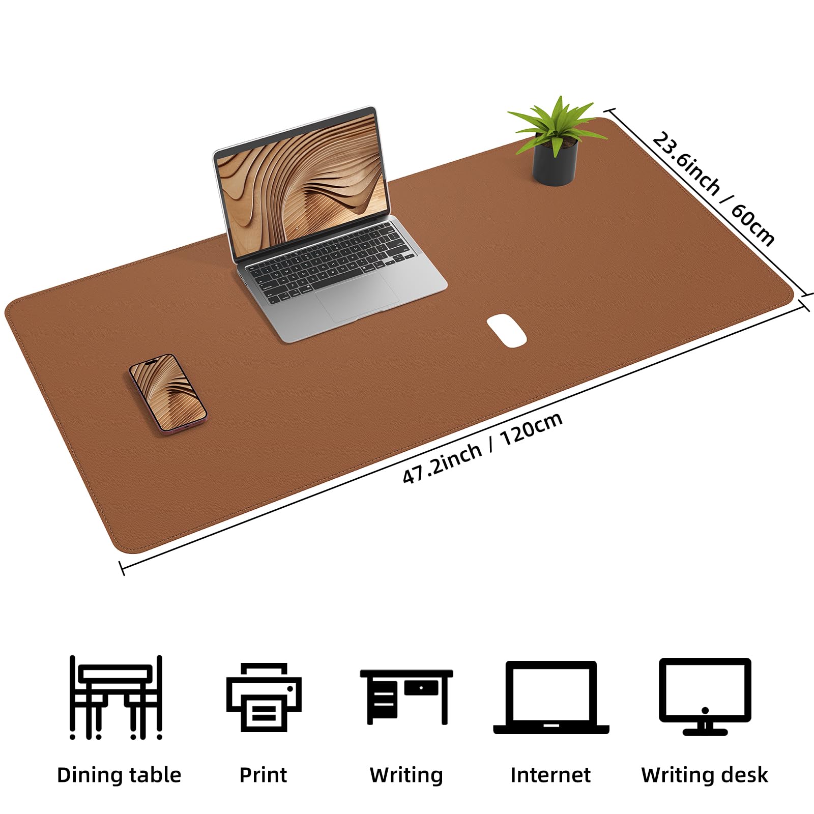 AFIING Cork Desk Mat 47" x 23.6", Dual-Sided Natural Cork & PU Leather Desk Pad, Non-Slip