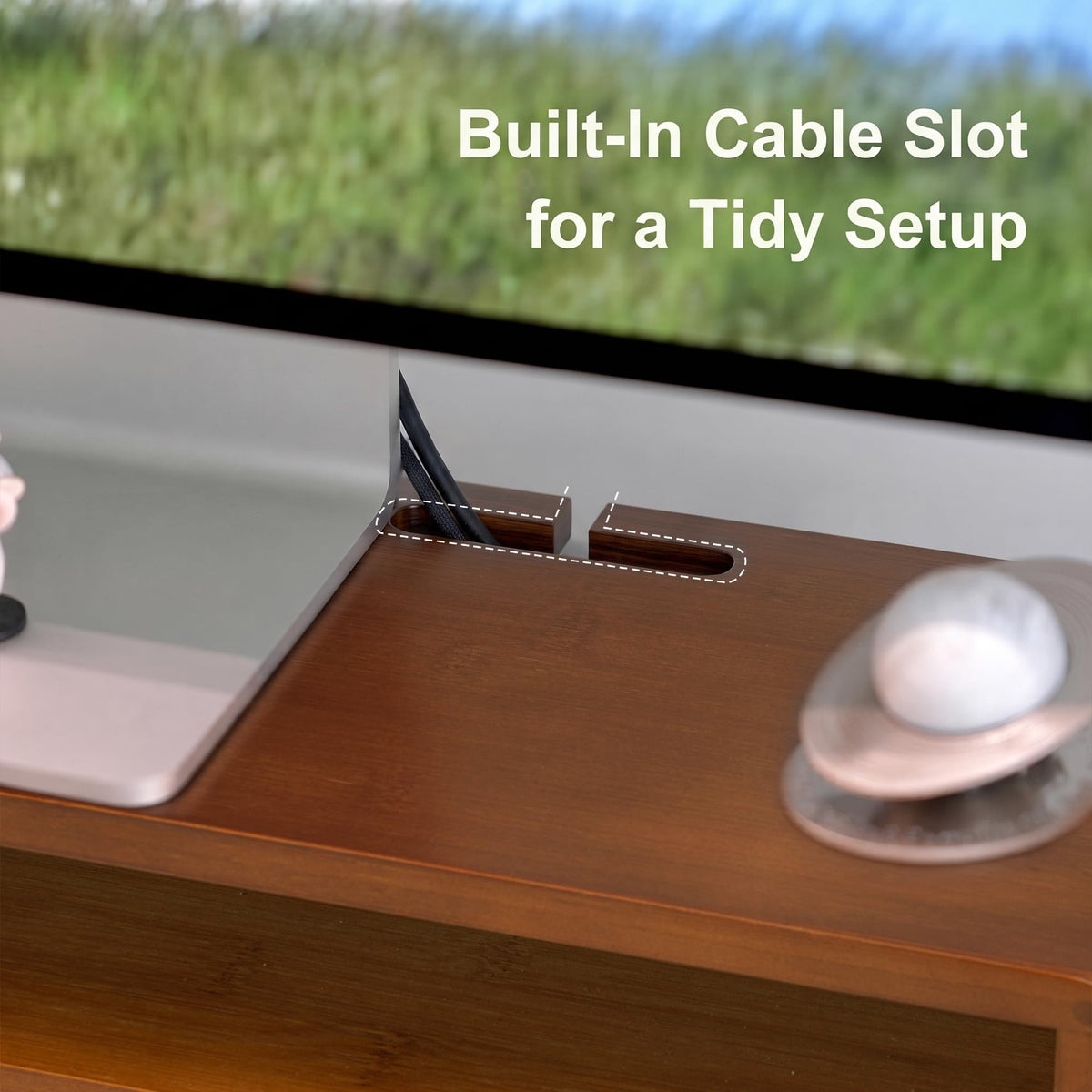 ROCDEER Bamboo Monitor Stand Riser with Drawer