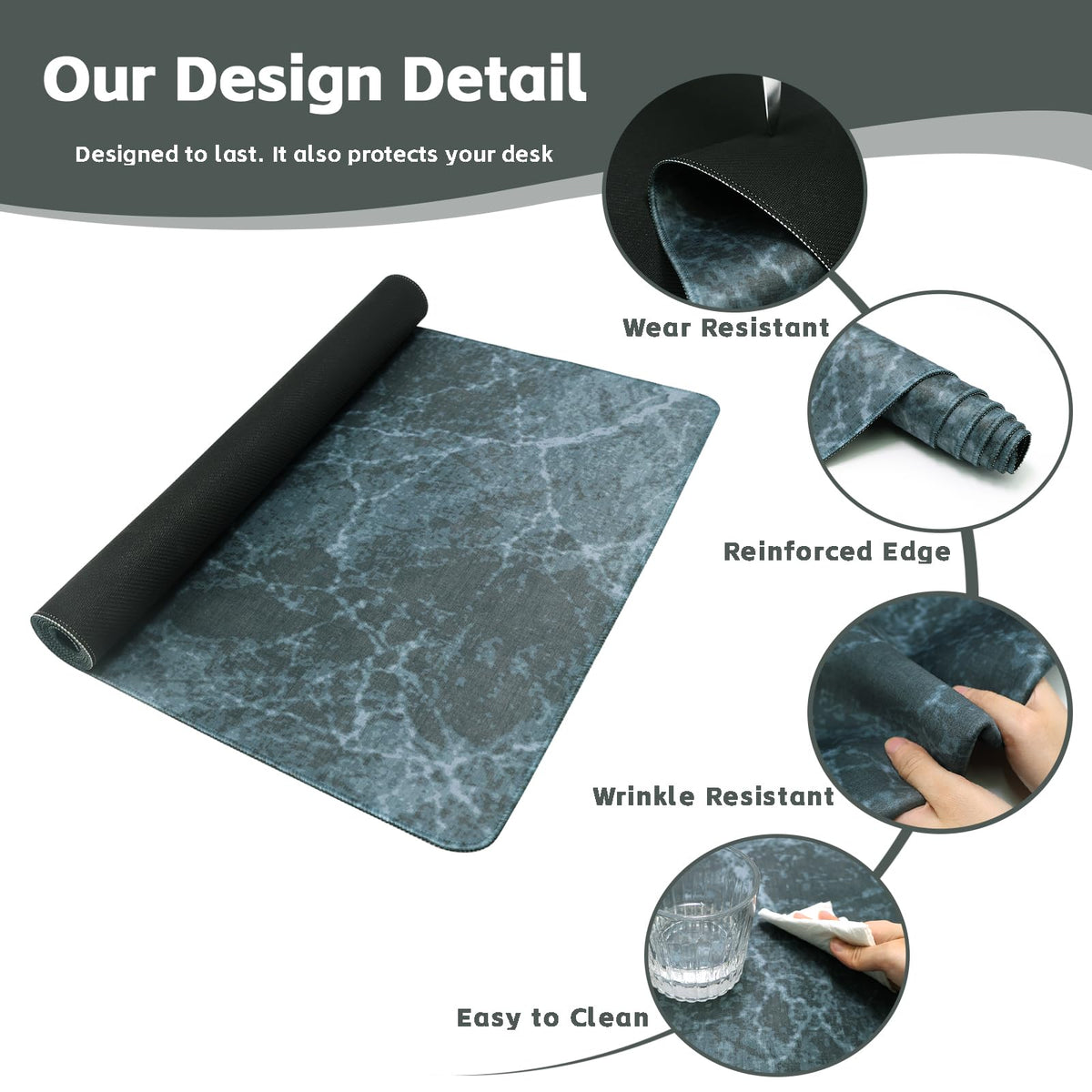 Baziabbo Desk Mat,XXL Extended Large Mouse Pad,Gaming Mousepad with Stitched Edge,Non-Slip Rubber