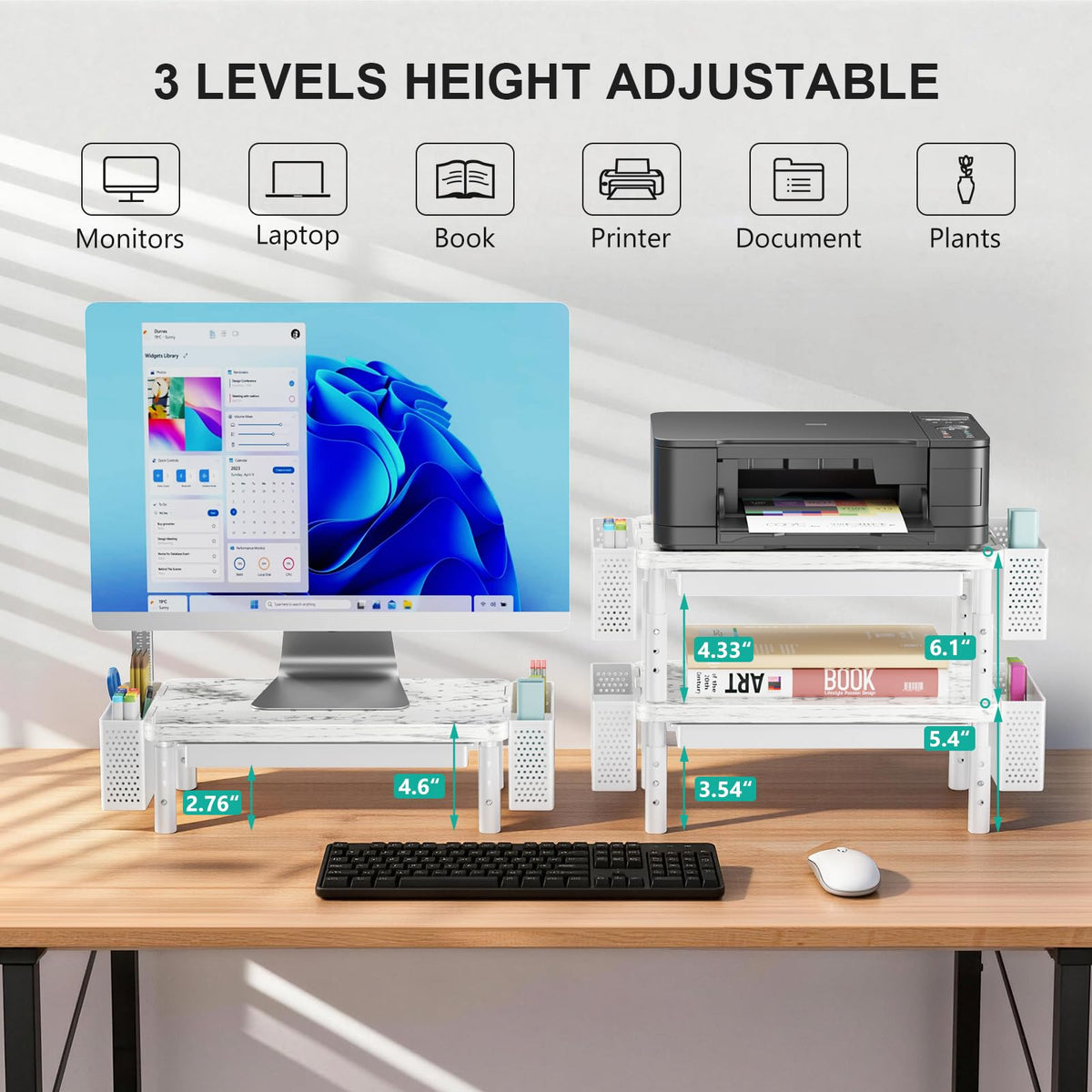 WALI Computer Monitor Stand with Storage and Pen Holder