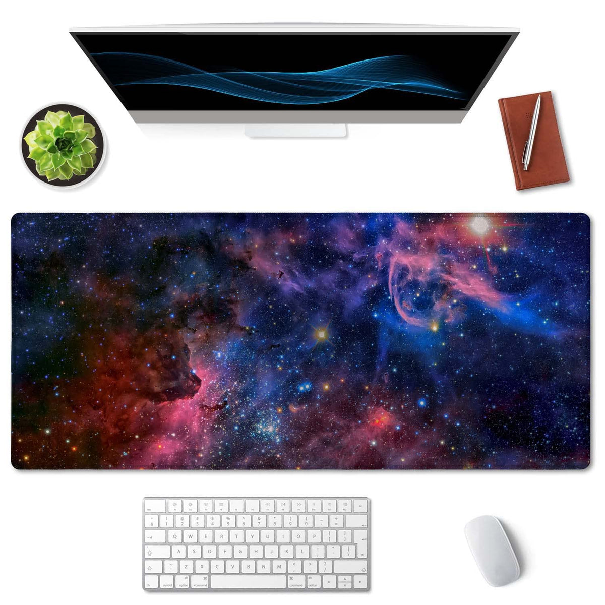 SSOIU Extended Gaming Mouse Pad (35.5x15.7 in), Large Non-Slip Rubber Base Mousepad with Stitched