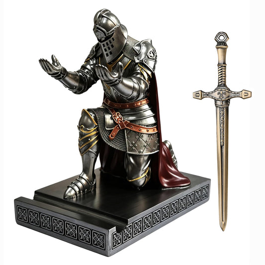 Knight Pen Holder Desk Organizer Office Decor Letter Opener for Desk Iron