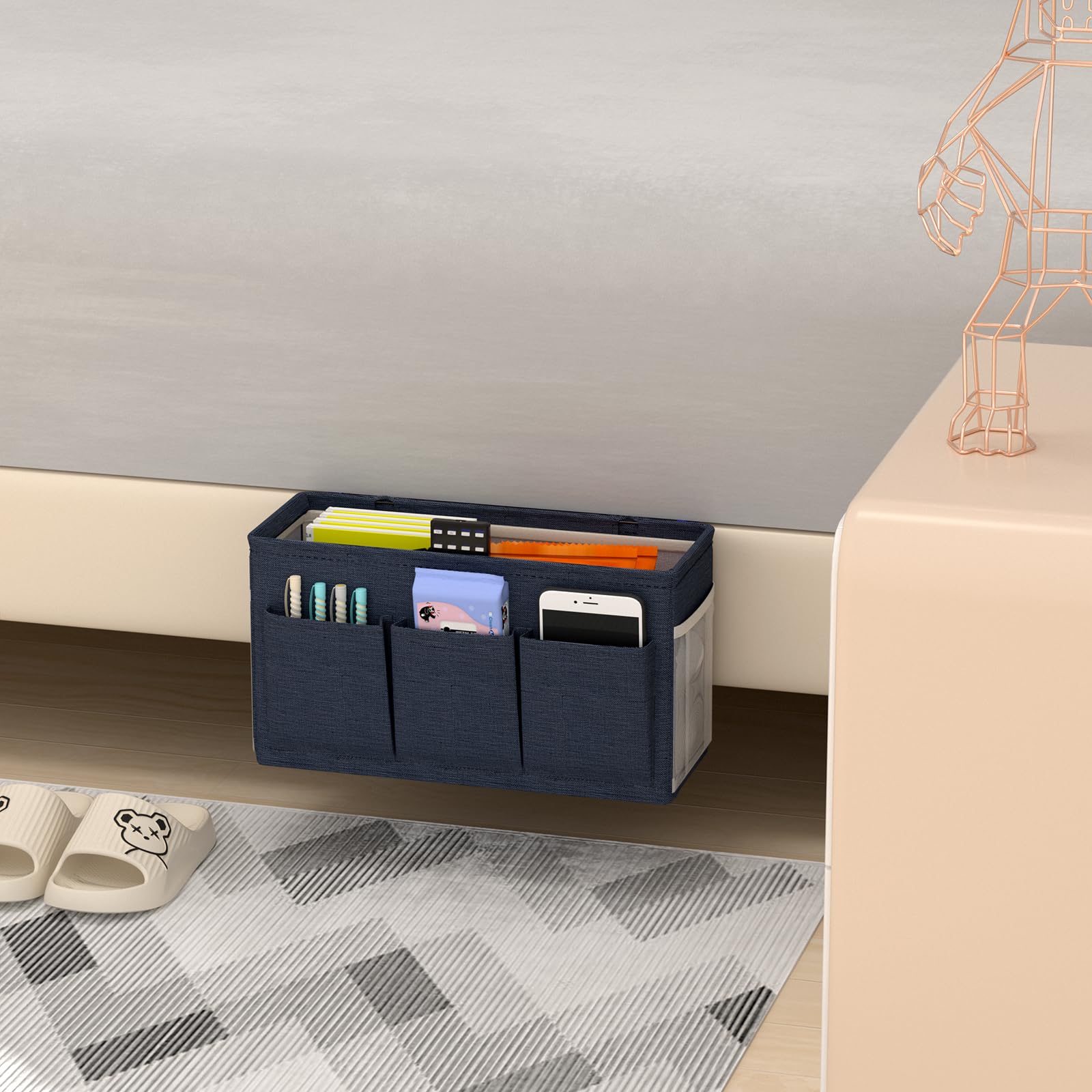 Bedside Caddy Storage Organizer for Bed Rails, Bed Caddy with 6 Pockets