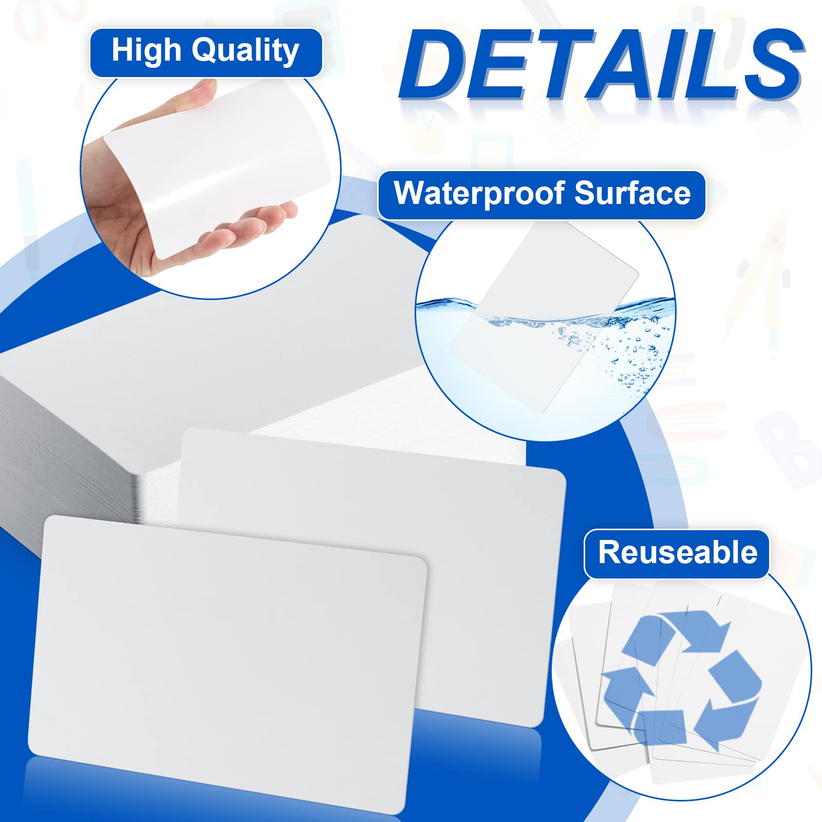 Harloon 200 Pcs Dry Erase Index Cards 3 x 5 Inch, White