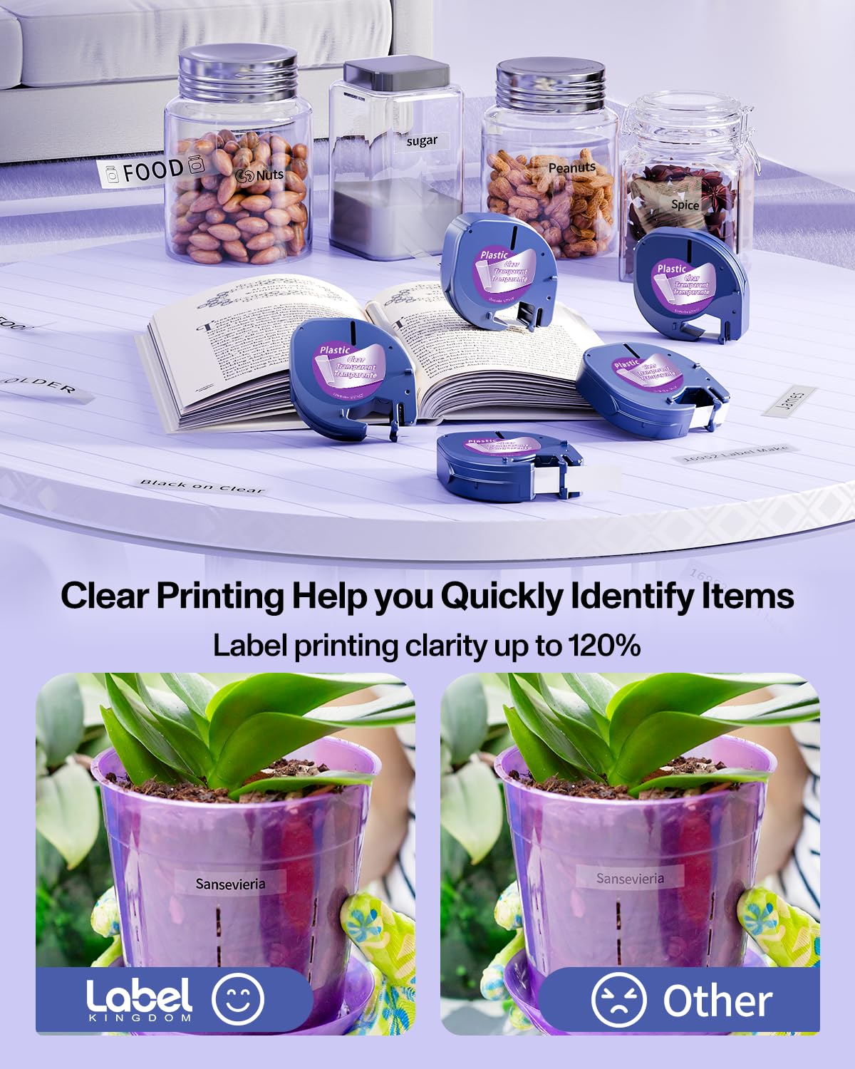 5-Pack Compatible with DYMO Transparent LetraTag Label Maker Refills 16952