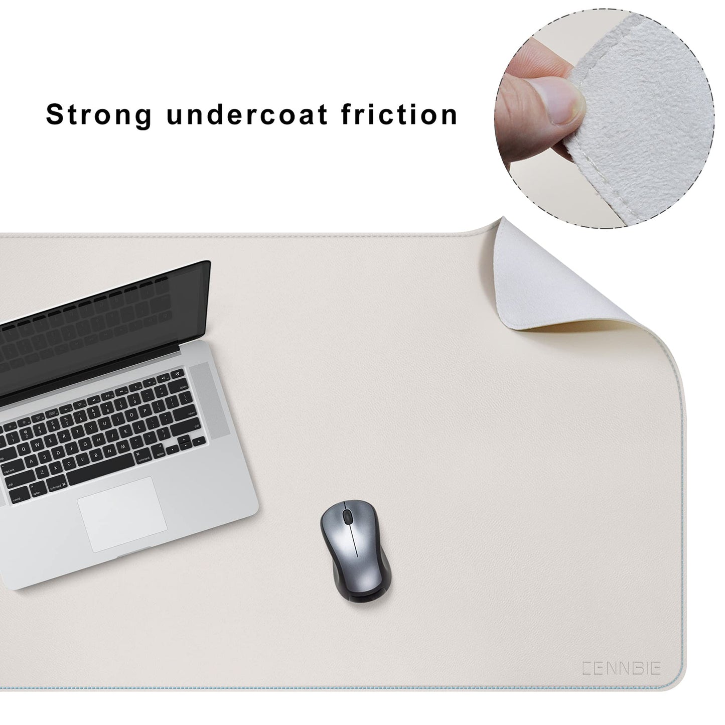 CENNBIE 39.3" x 19.6" Leather Desk mat,Perfect Desk Mate for Office(Cream)
