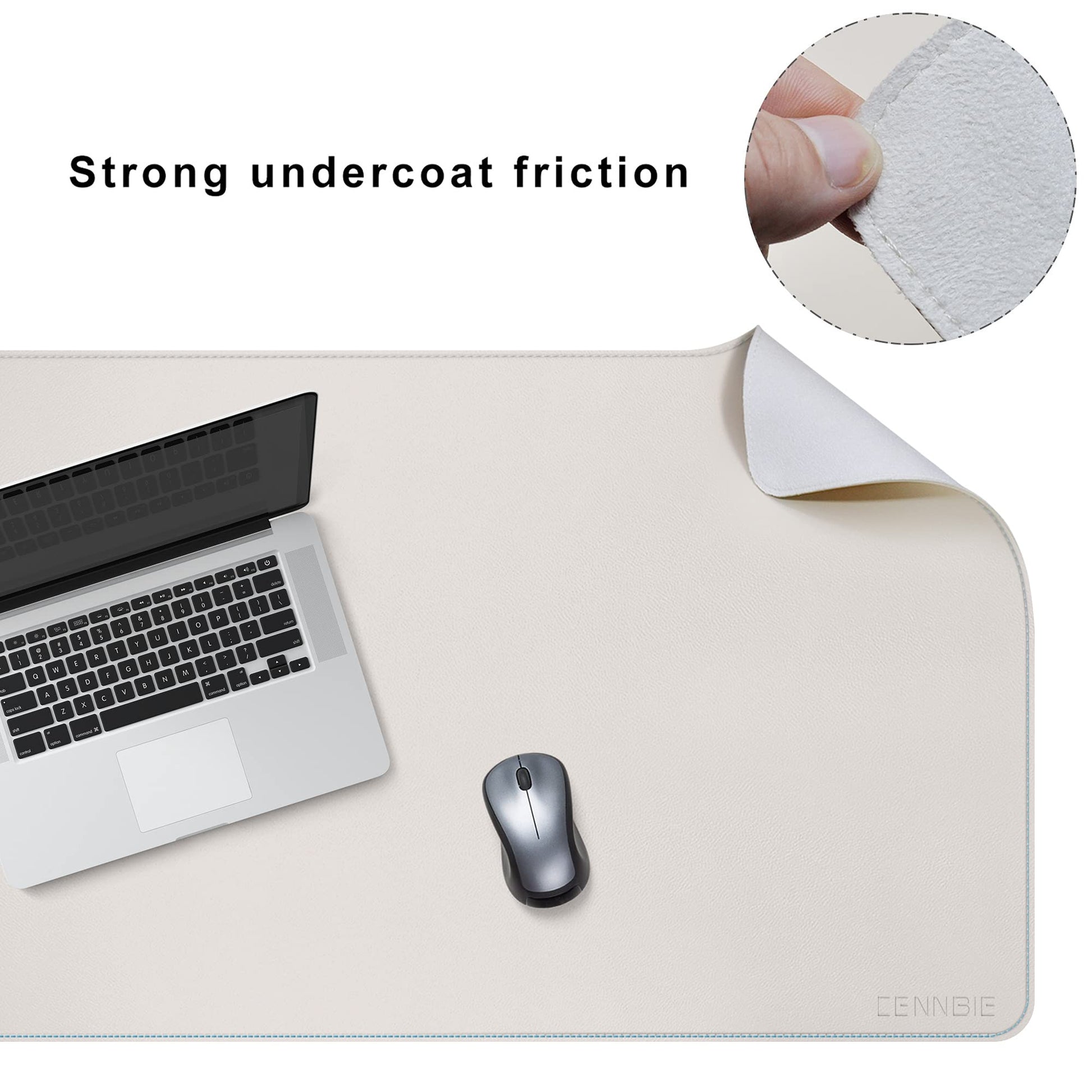 CENNBIE 39.3" x 19.6" Leather Desk mat,Perfect Desk Mate for Office(Cream)