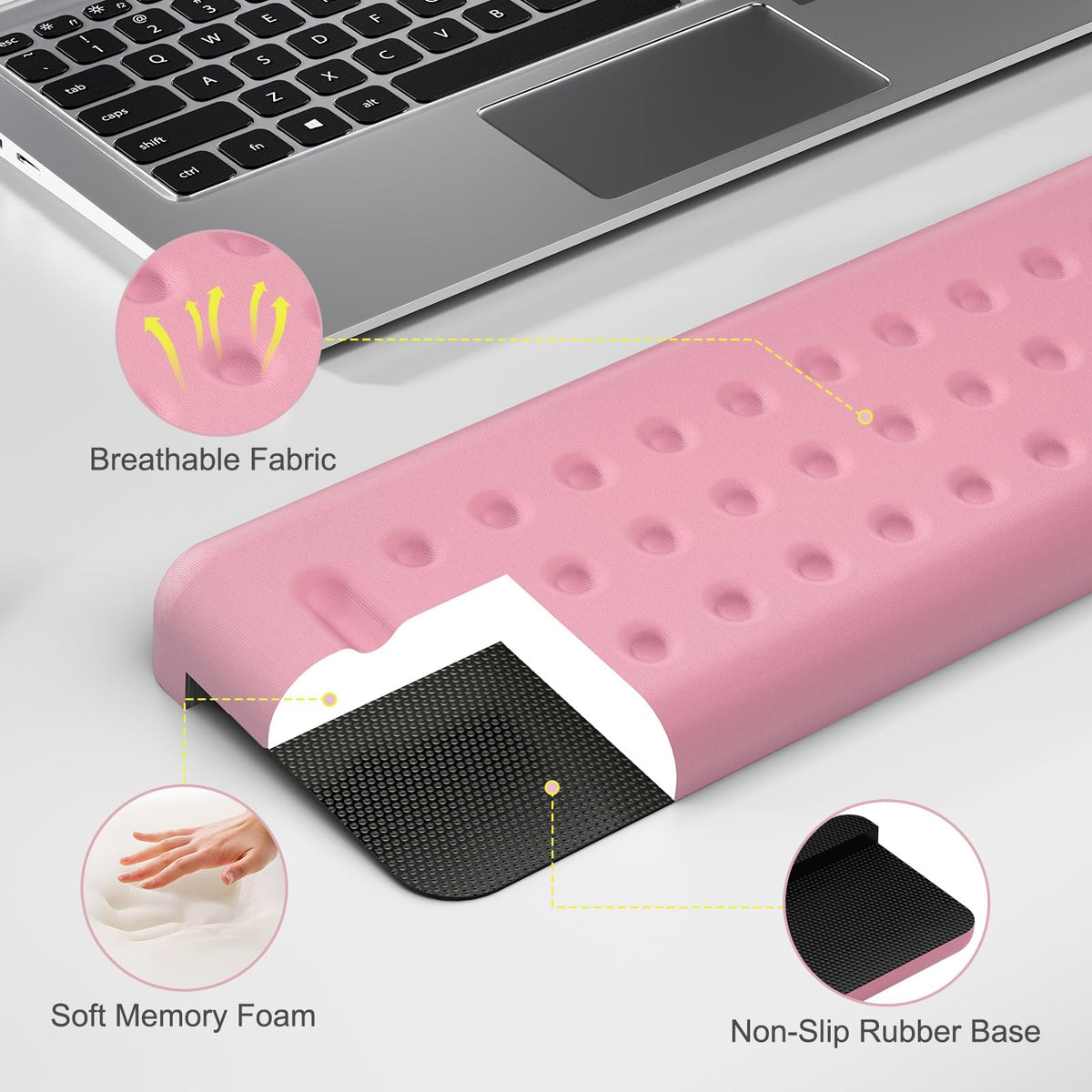 Leolee L-Shaped Desk Elbow Pads for Desk, Light Pink Memory Foam Arm Rest