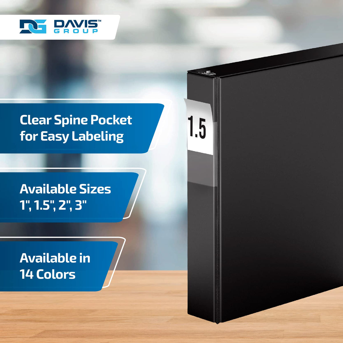 Premium Economy 3-Ring Binder, Spine Label, 1.5" D Rings, Black, 6 Pack
